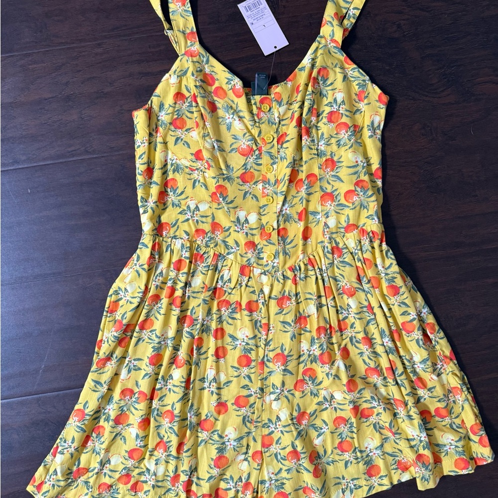 Yellow Romper with Oranges